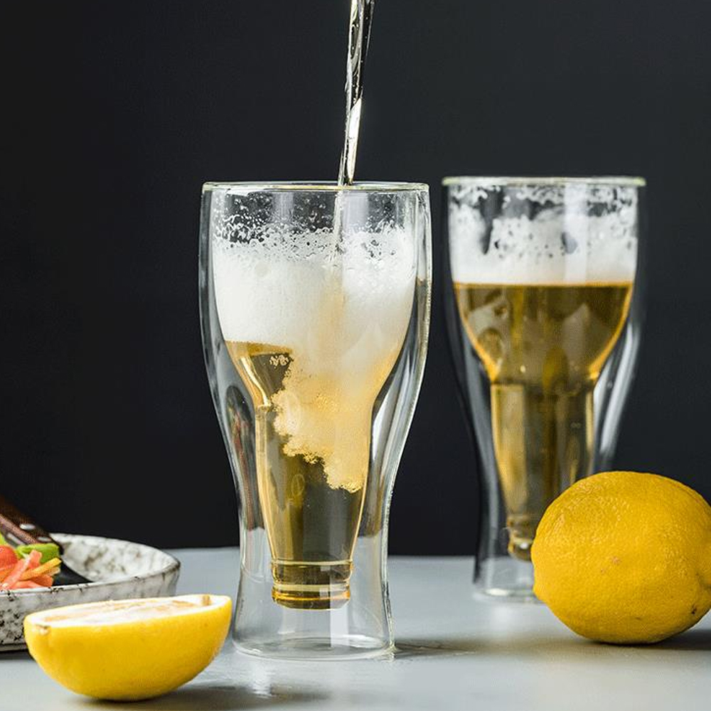 Foto 4 | Vaso De Vidrio Doble Pared Para Cerveza Con Fondo De Botella Invertida 350ml