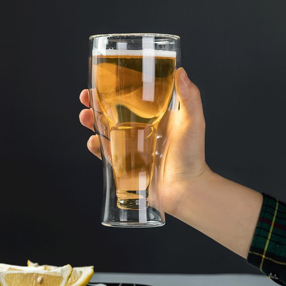 Foto 5 | Vaso De Vidrio Doble Pared Para Cerveza Con Fondo De Botella Invertida 350ml