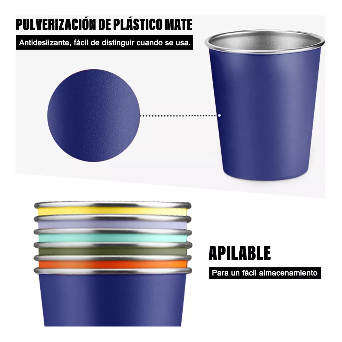 Foto 4 pulgar | Vasos de Acero Inoxidable Lab.G Apilables Multicolor 500 ml 6 Piezas