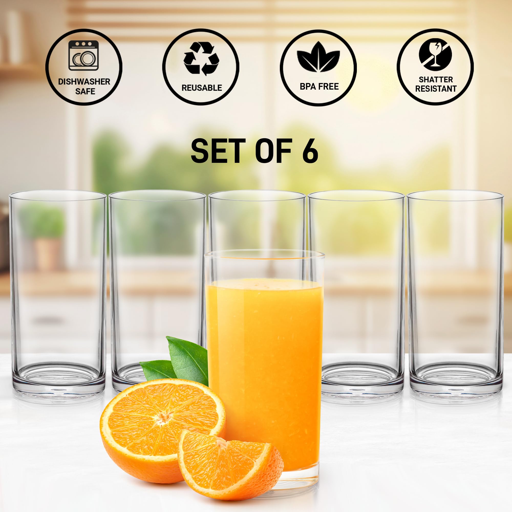 Foto 4 pulgar | Vasos Acrílicos Zulay Kitchen 6 Unidades 480 Ml - Venta Internacional