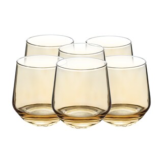 Foto 1 | Set De 6 Vasos Transparentes Ámbar 370 Ml– Estilo Moderno Y Acabado Cálido