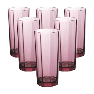 Foto 1 | Set De 6 Vasos Transparentes Rosa – Estilo Delicado Y Vibrante