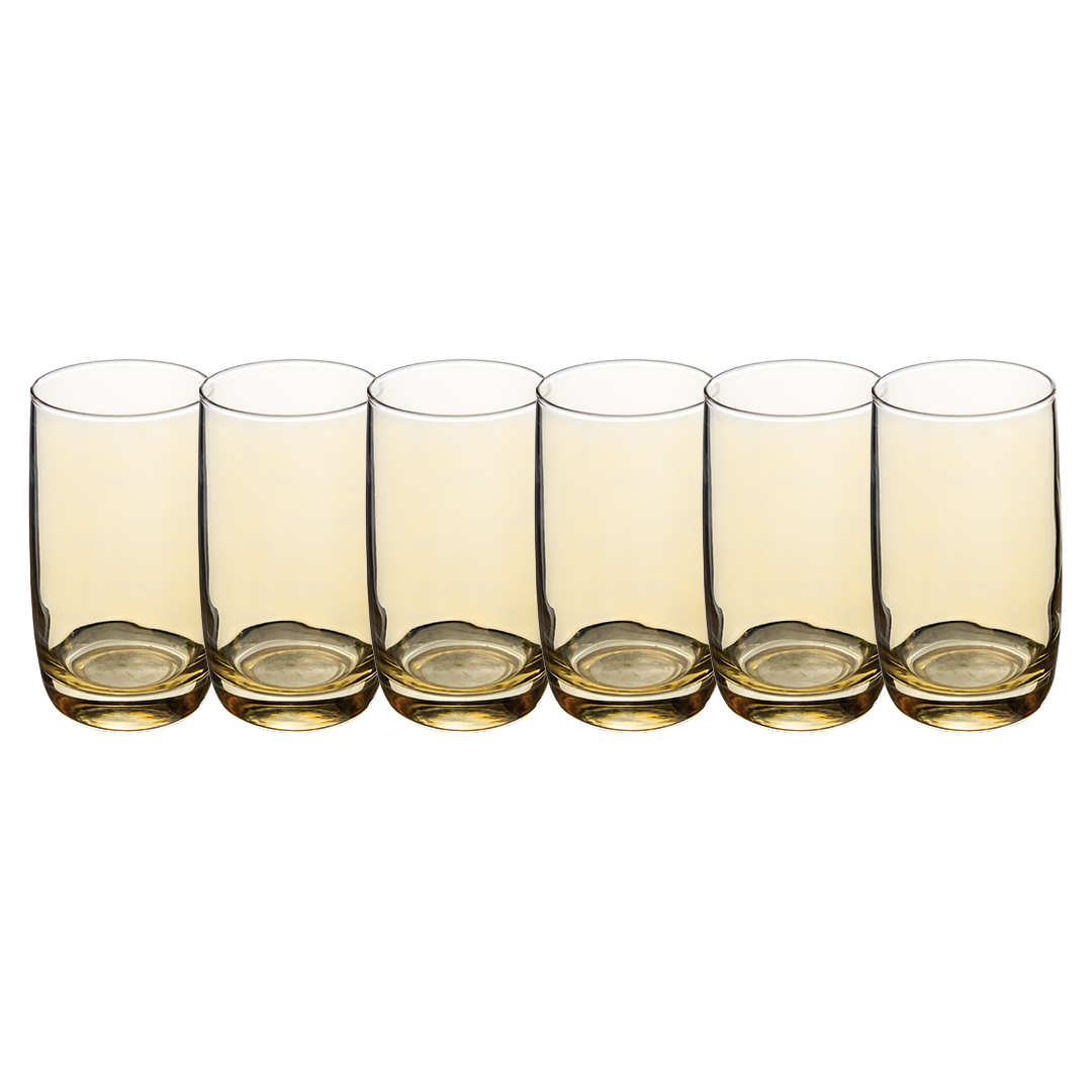 Foto 1 | Set De 6 Vasos Transparentes Ámbar 280ml – Estilo Moderno Y Acabado Cálido