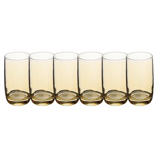 Foto 1 | Set De 6 Vasos Transparentes Ámbar 280ml – Estilo Moderno Y Acabado Cálido