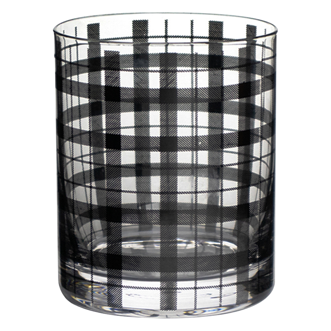 Foto 3 pulgar | Set De 4 Vasos De Cristal Con Rayas Negras – Ideal Para Bebidas Con Estilo