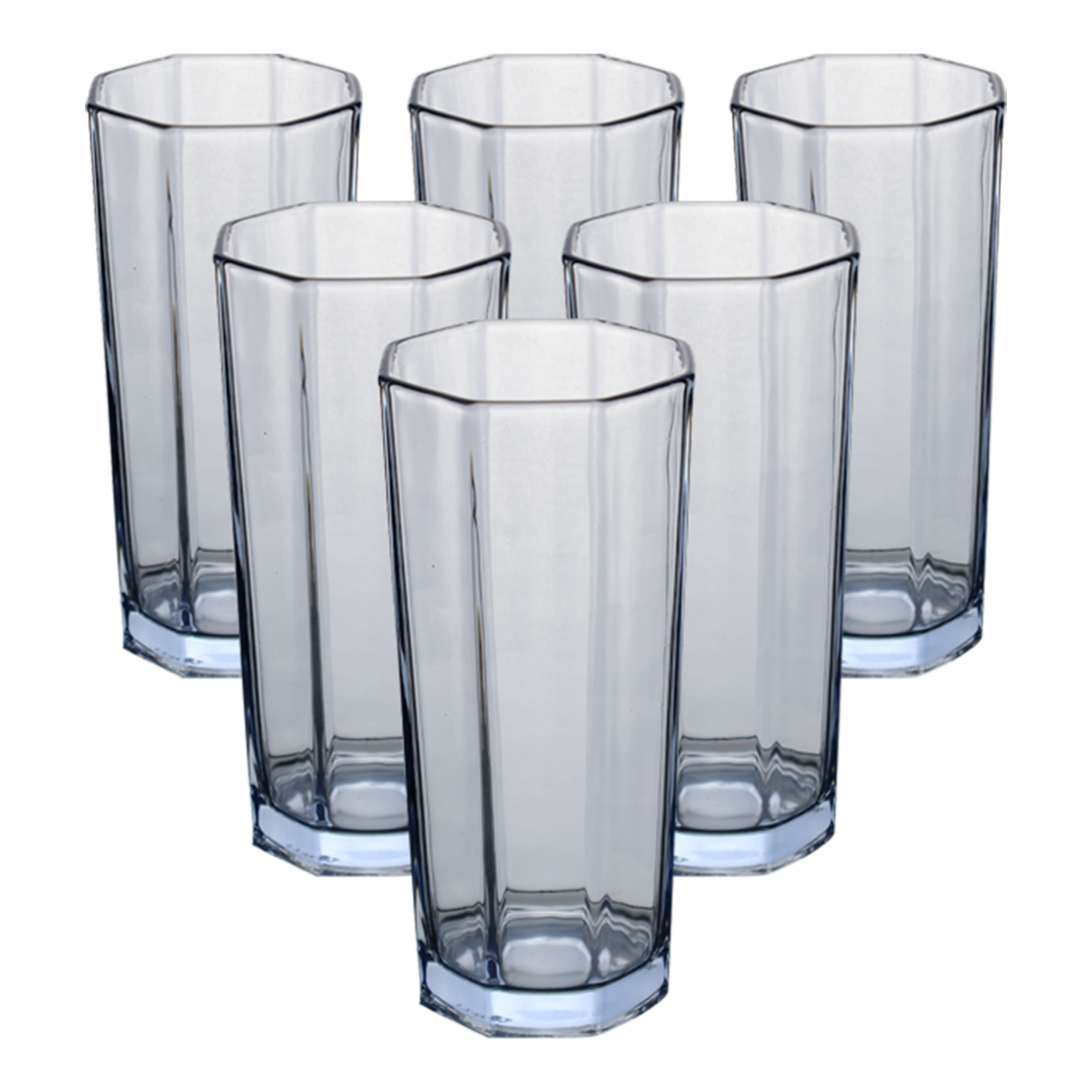 Foto 2 pulgar | Set De 6 Vasos Transparentes Azules – Diseño Sofisticado Y Vibrante