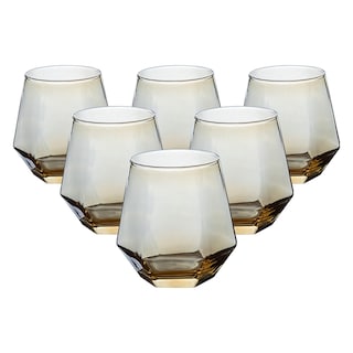 Foto 1 | Set De 6 Vasos De Cristal Ámbar – Diseño Elegante Y Cálido