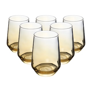 Foto 1 | Set De 6 Vasos Transparentes Ámbar 390 Ml– Estilo Moderno Y Acabado Cálido