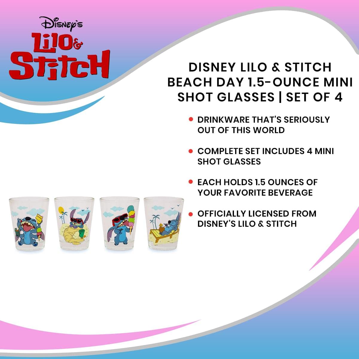 Foto 8 pulgar | Set de Mini Tazas de Cristal Disney Lilo & Stitch 45 ml 4 Piezas - Venta Internacional