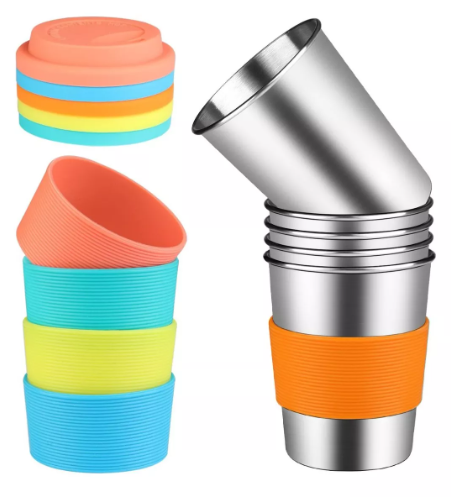 Foto 4 pulgar | Set De 5 Vasos Para Niños De Acero Inoxidable 8 Oz Con Tapa