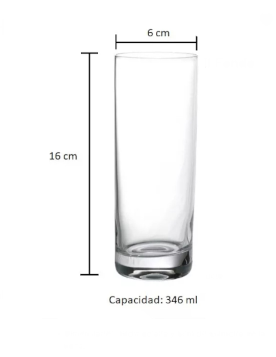 Foto 5 pulgar | Set De 12 Vasos High Ball + Termo Guish Gratis