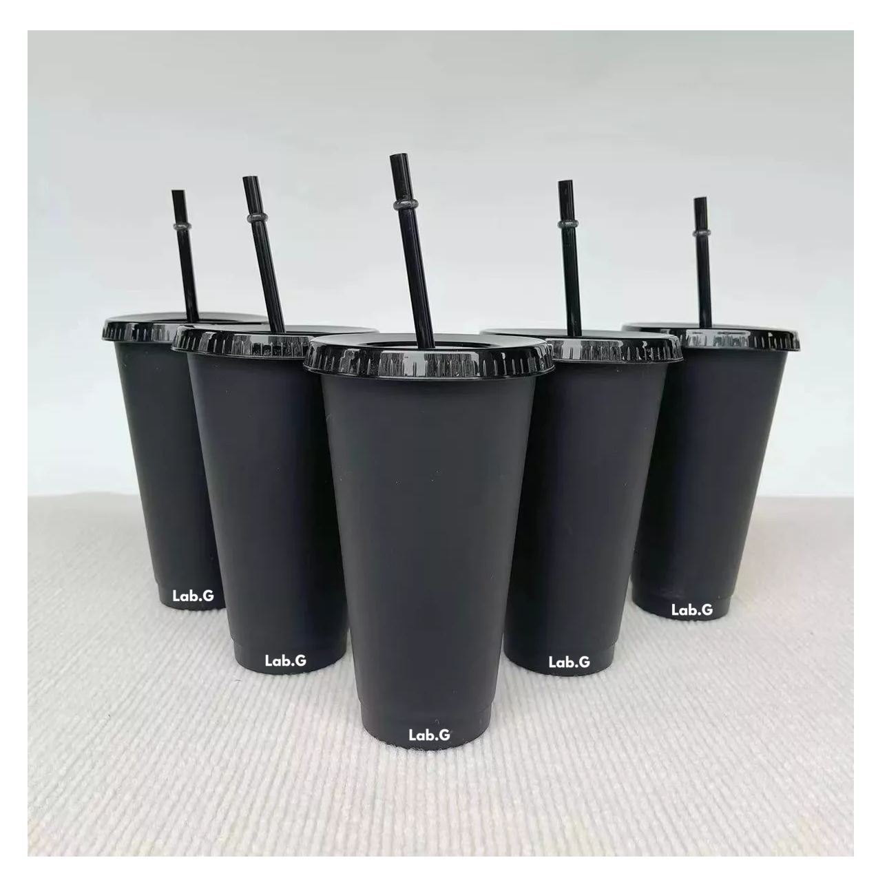 Foto 2 | Vasos Lab.g Reutilizables Con Tapa Y Pajita 10 Pzs, Negro