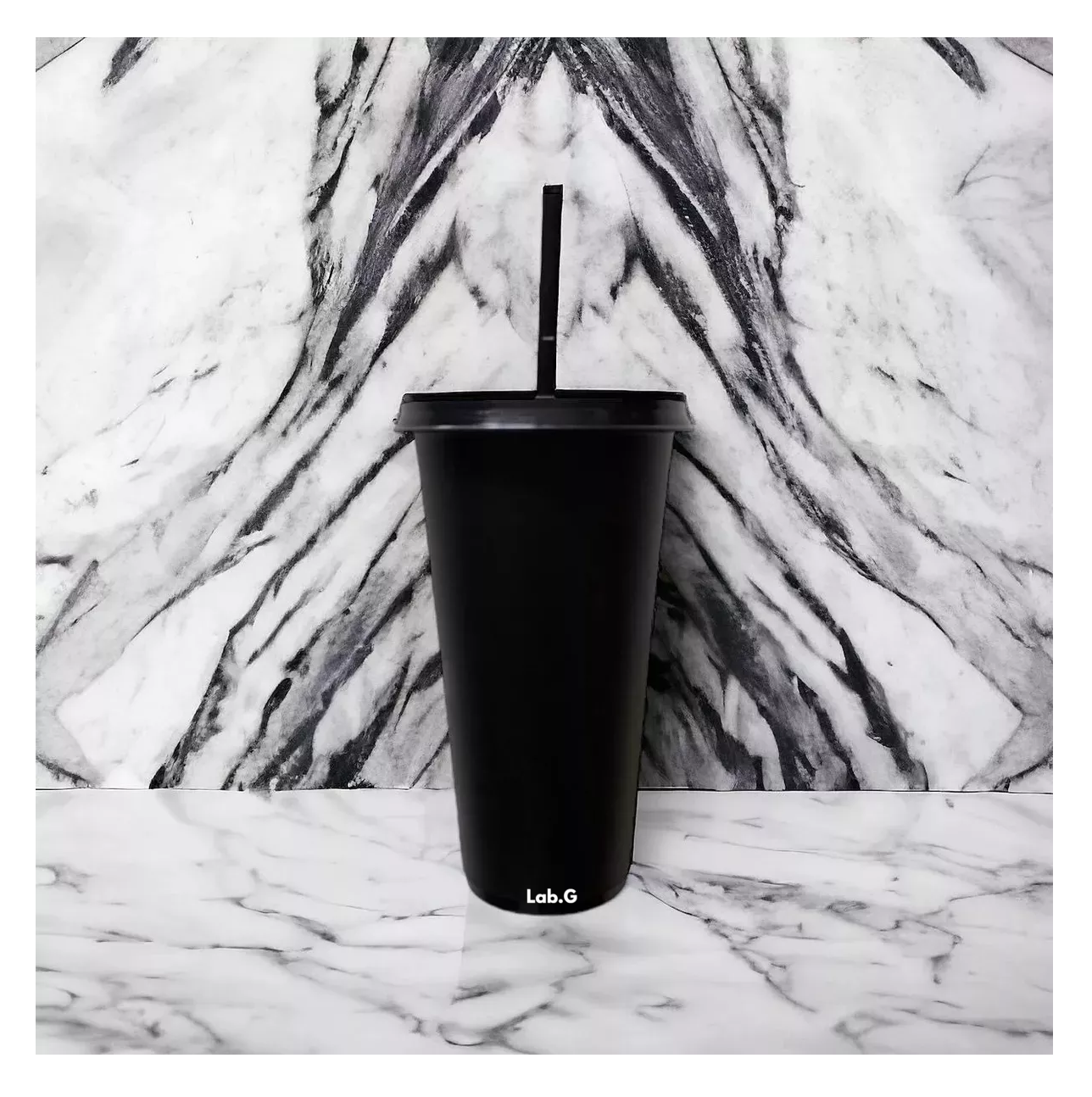 Foto 4 pulgar | Vasos Lab.g Reutilizables Con Tapa Y Pajita 10 Pzs, Negro