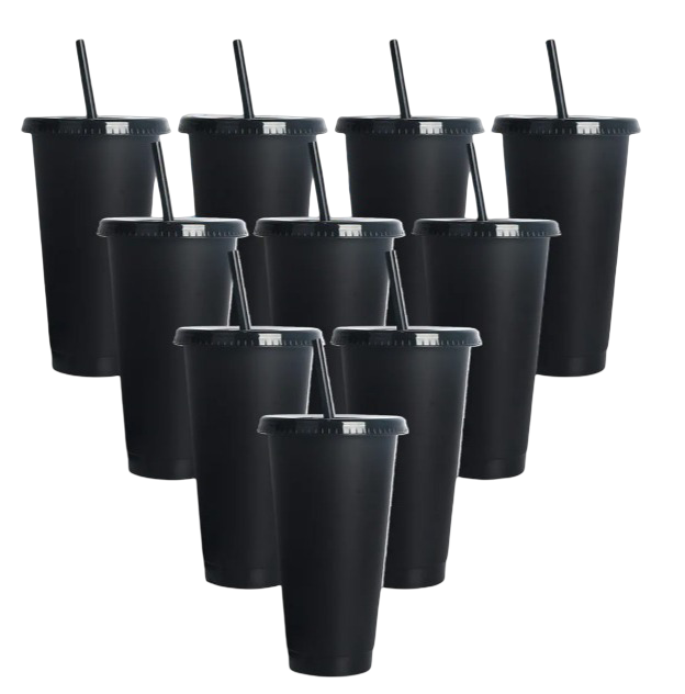 Foto 2 pulgar | Vaso Xtellar De 24oz Cambian Color Con Popote Y Tapa 10pack Color Negro