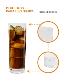 Foto 2 | Set De 6 Vasos De Vidrio Jaiboleros 310 Ml