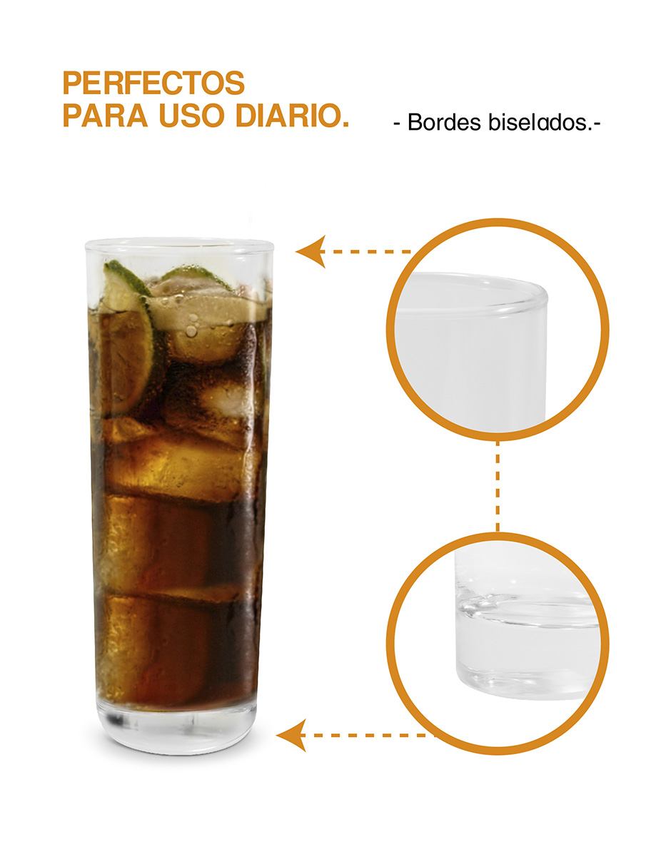 Foto 4 pulgar | Set De 6 Vasos De Vidrio Jaiboleros 310 Ml