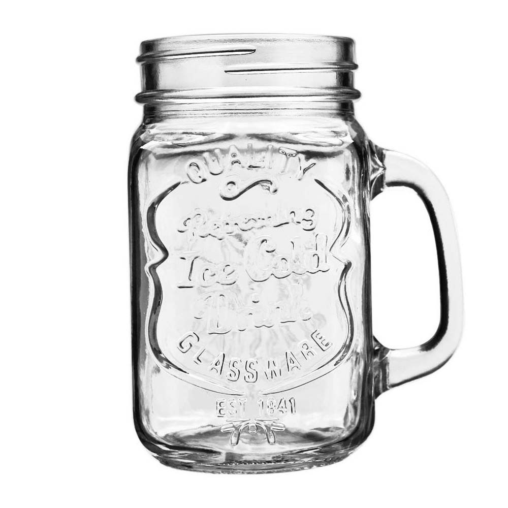Foto 2 pulgar | 6 Tarros Mason Jar De Vidrio Grabado Con Tapa Y Popote 470 Ml