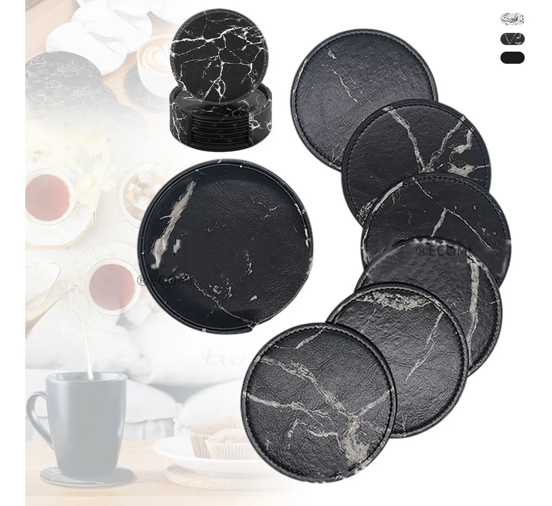 Foto 4 pulgar | 7 Pcs Porta Vasos Belug  Tmesa Negro Marmol