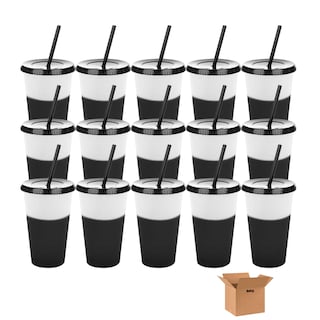 Foto 1 | Vasos Mágicos Belug Plastico Vasos Con Popote Y Tapa 710ml 15pzs Negro