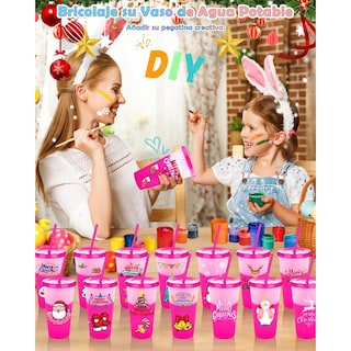 Foto 3 | Vasos Mágicos Lab.g Plastico Vasos Con Popote Y Tapa 710ml 15pzs Rosa