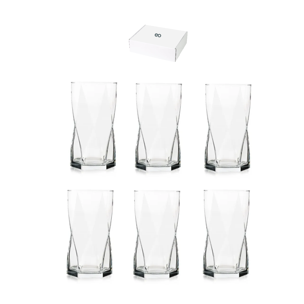 Foto 2 pulgar | Juego De 6 Vasos De Vidrio Modernos 465ml  Eo Safe Imports Esi-20720 Transparente
