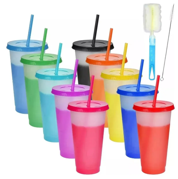 Foto 1 | Xtellar Vasos Termocromáticos Mágicos Con Tapa Y Popote  10 Piezas  710ml Cambio De Color