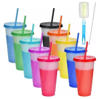 Foto 1 | Xtellar Vasos Termocromáticos Mágicos Con Tapa Y Popote 10 Piezas 710ml Cambio De Color