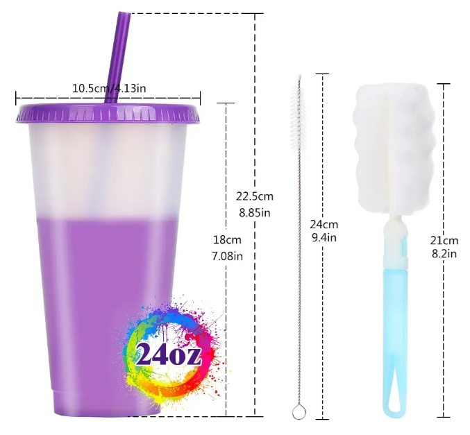 Foto 5 pulgar | Xtellar Vasos Termocromáticos Mágicos Con Tapa Y Popote  10 Piezas  710ml Cambio De Color