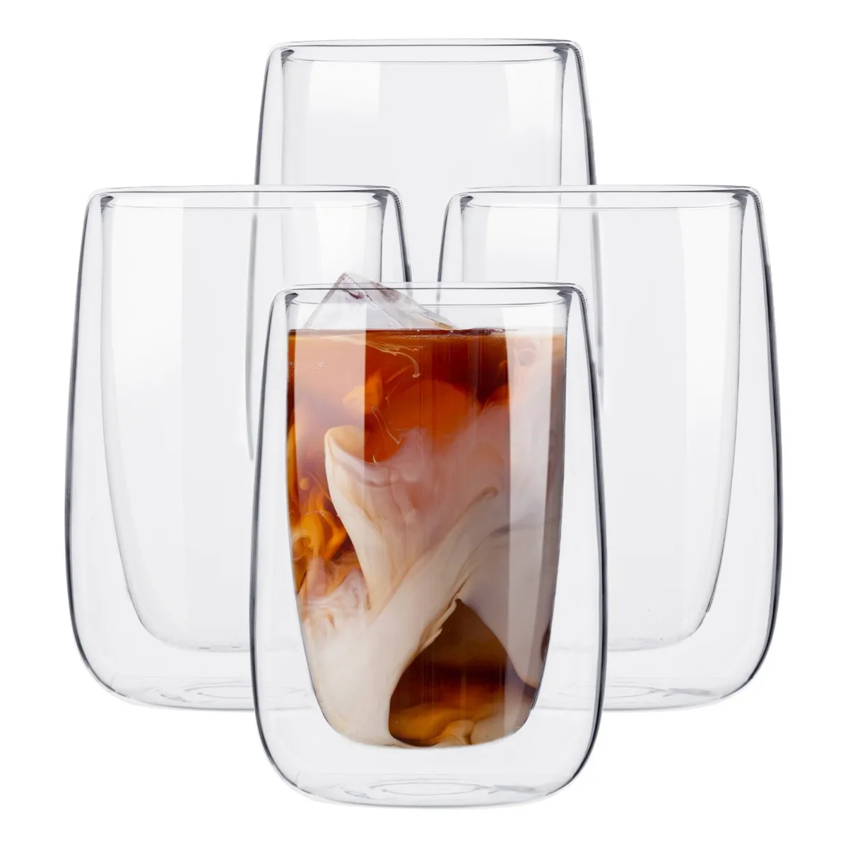Foto 4 pulgar | Vasos De Cristal Doble Pared De 400 Ml 4pcs Eo Safe Imports Esi-20730 Transparente