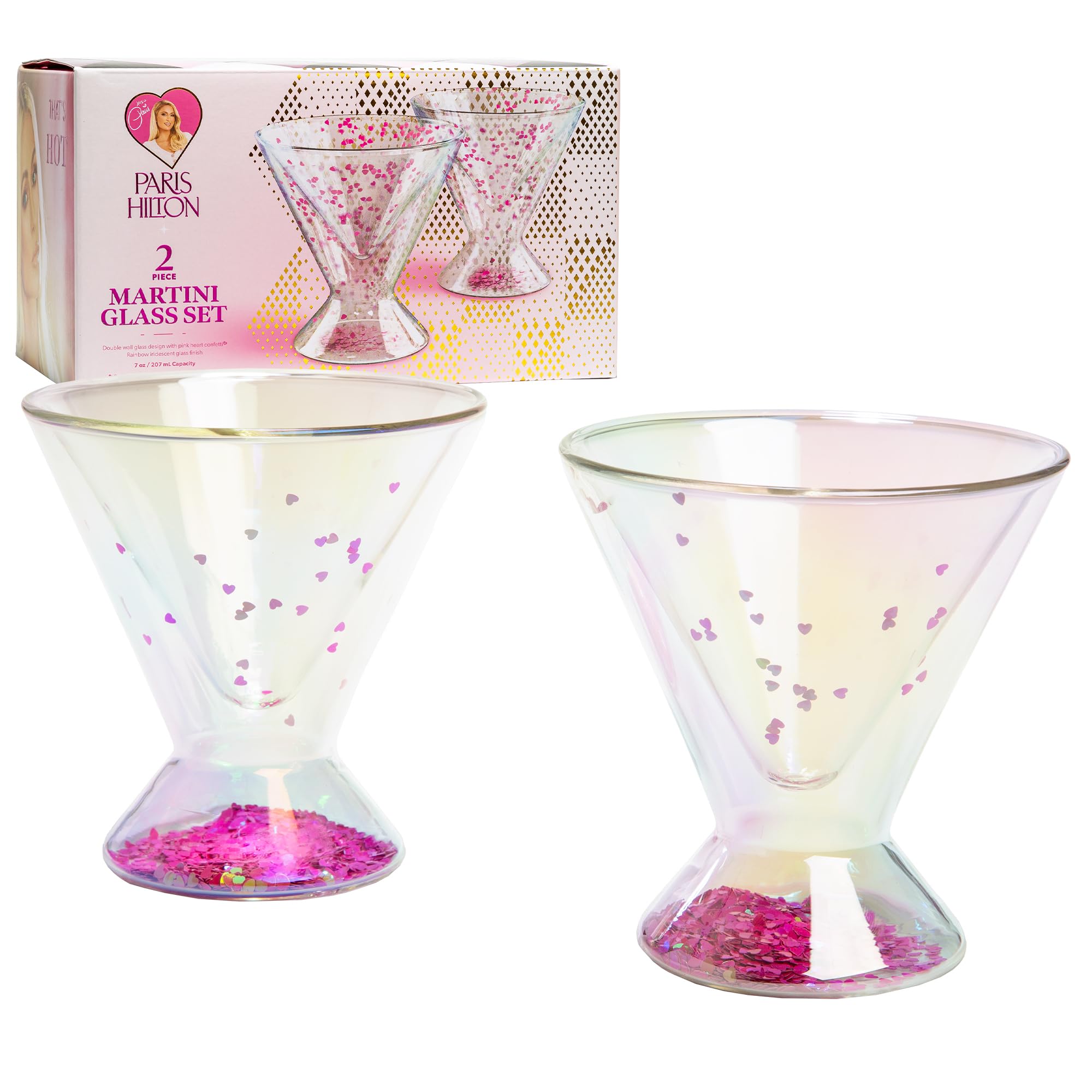 Juego De Vasos Martini Paris Hilton Double Wall, 207 Ml, 7 Oz, 2 Piezas - Venta Internacional.