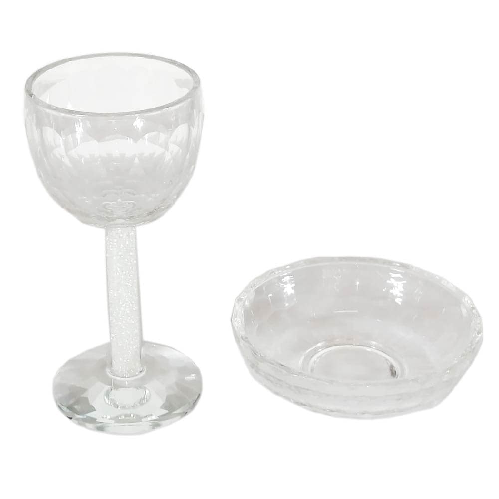 Copa y Plato de Cristal para Shabat con Decoraciones CHIC FANTASY P13 Transparente $1,399