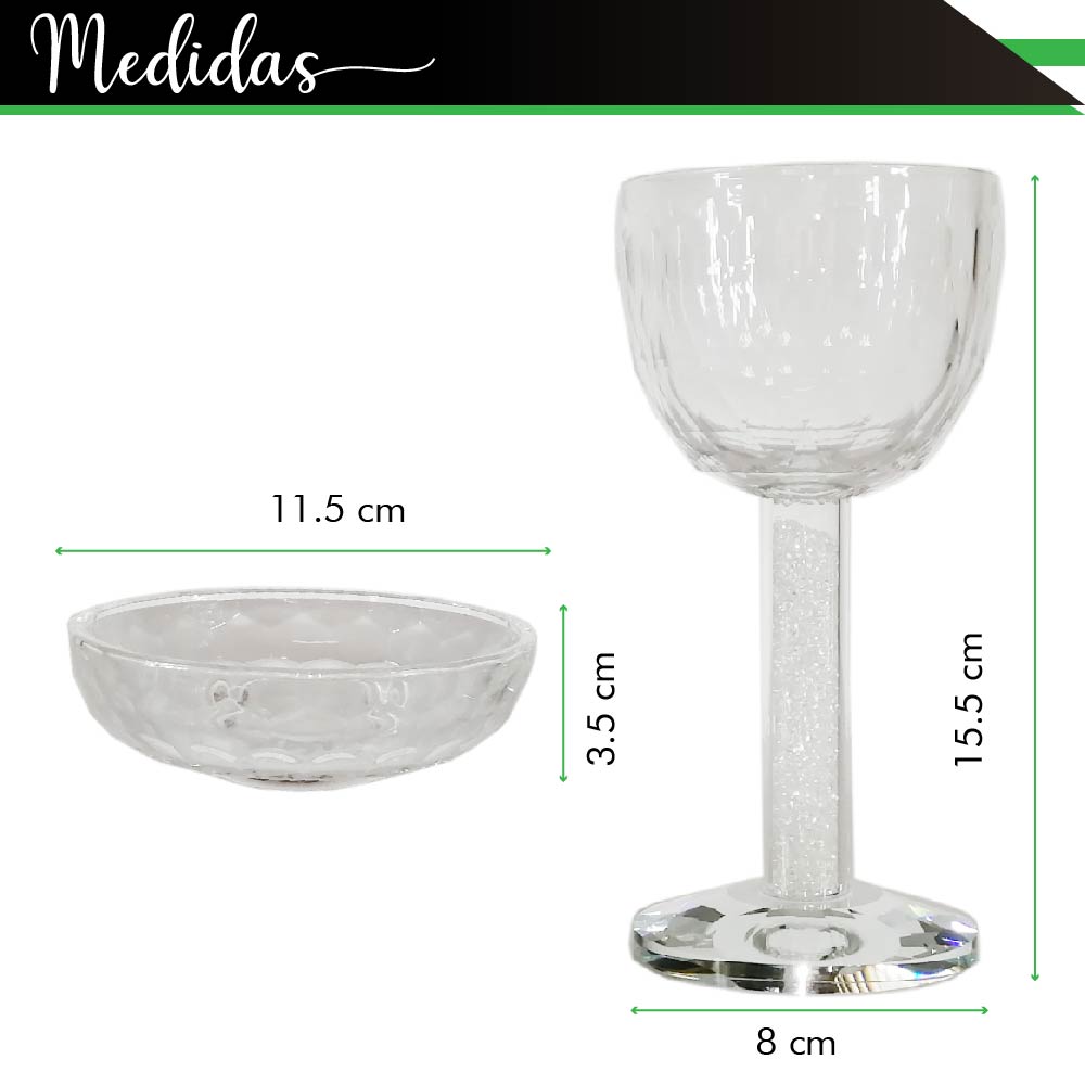 Foto 3 pulgar | Copa y Plato de Cristal para Shabat con Decoraciones CHIC FANTASY P13 Transparente