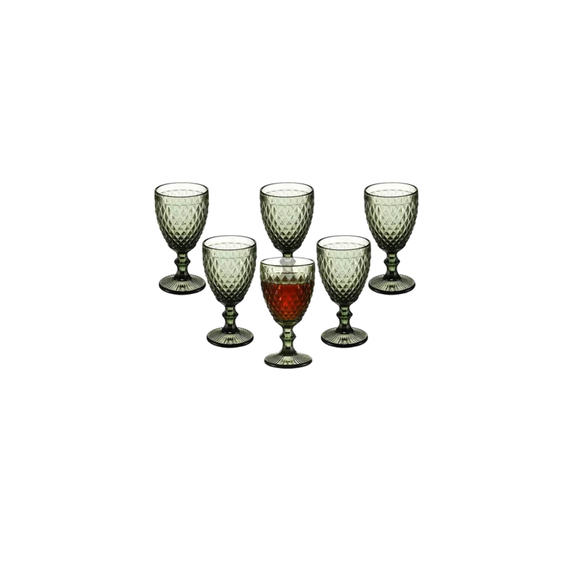 Juego 6 Copas Vino Agua Cristal Labrado Vidrio, Verde $849