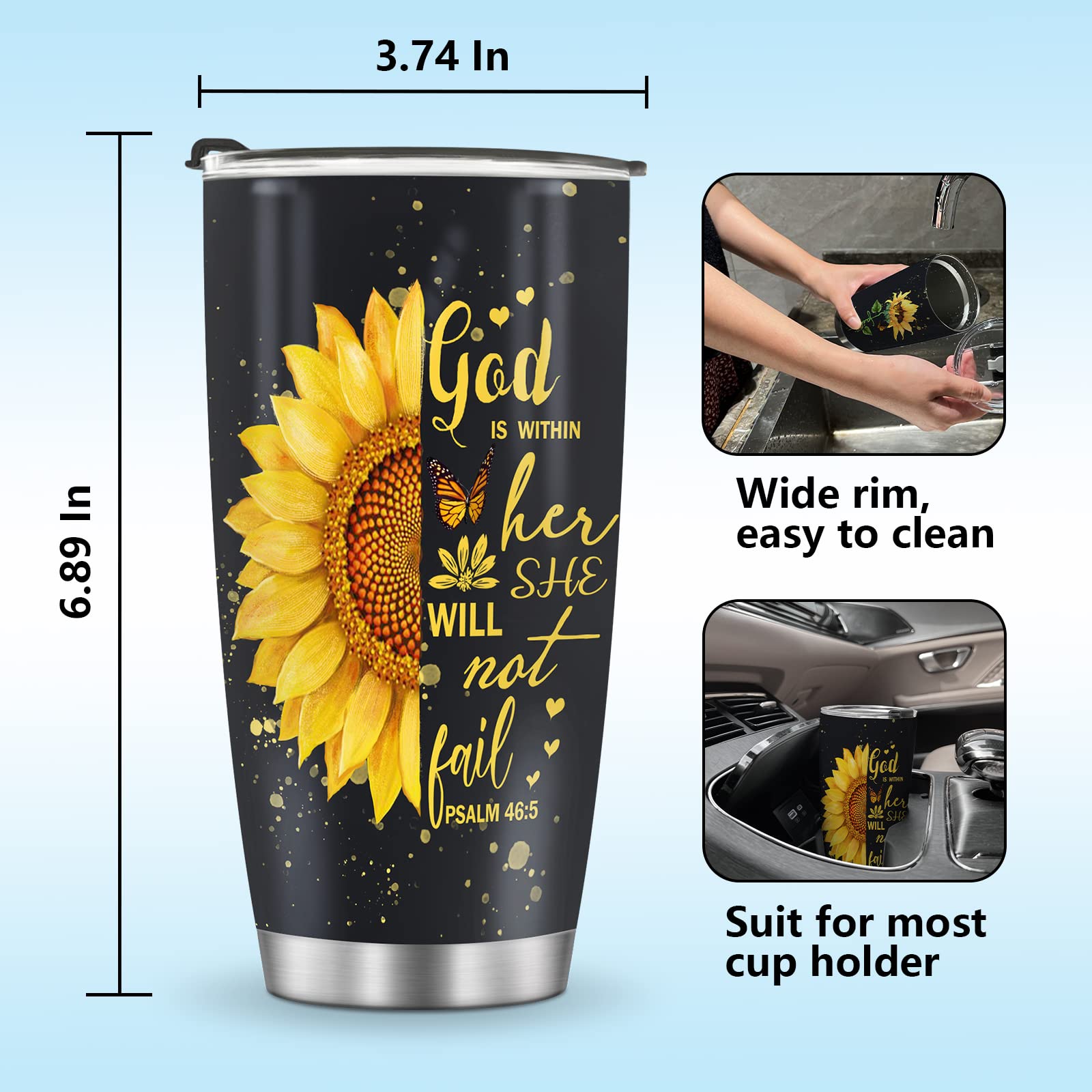 Foto 7 pulgar | Taza Jekeno Sunflower De 600 Ml Con Aislamiento De Acero Inoxidable - Venta Internacional.