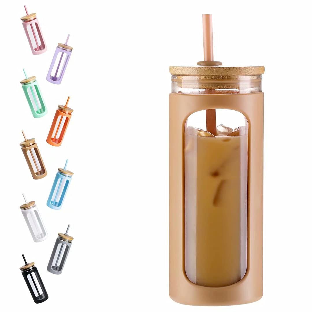 Botella De Agua De Vidrio Kodrine De 600 Ml Con Pajita, Tapa Y Funda, Color Ámbar - Venta Internacional. $484