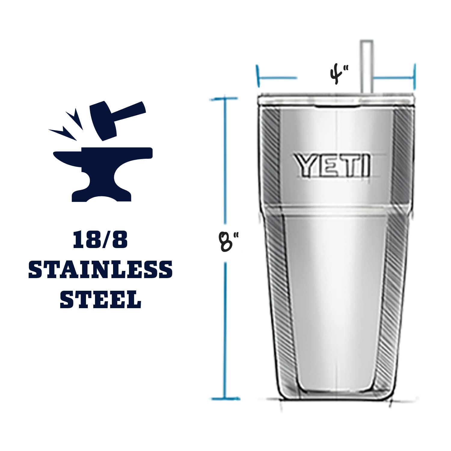 Foto 7 | Vaso Yeti Rambler 770 Ml Con Aislamiento Al Vacío Y Tapa Con Pajita Rescue Red - Venta Internacional.