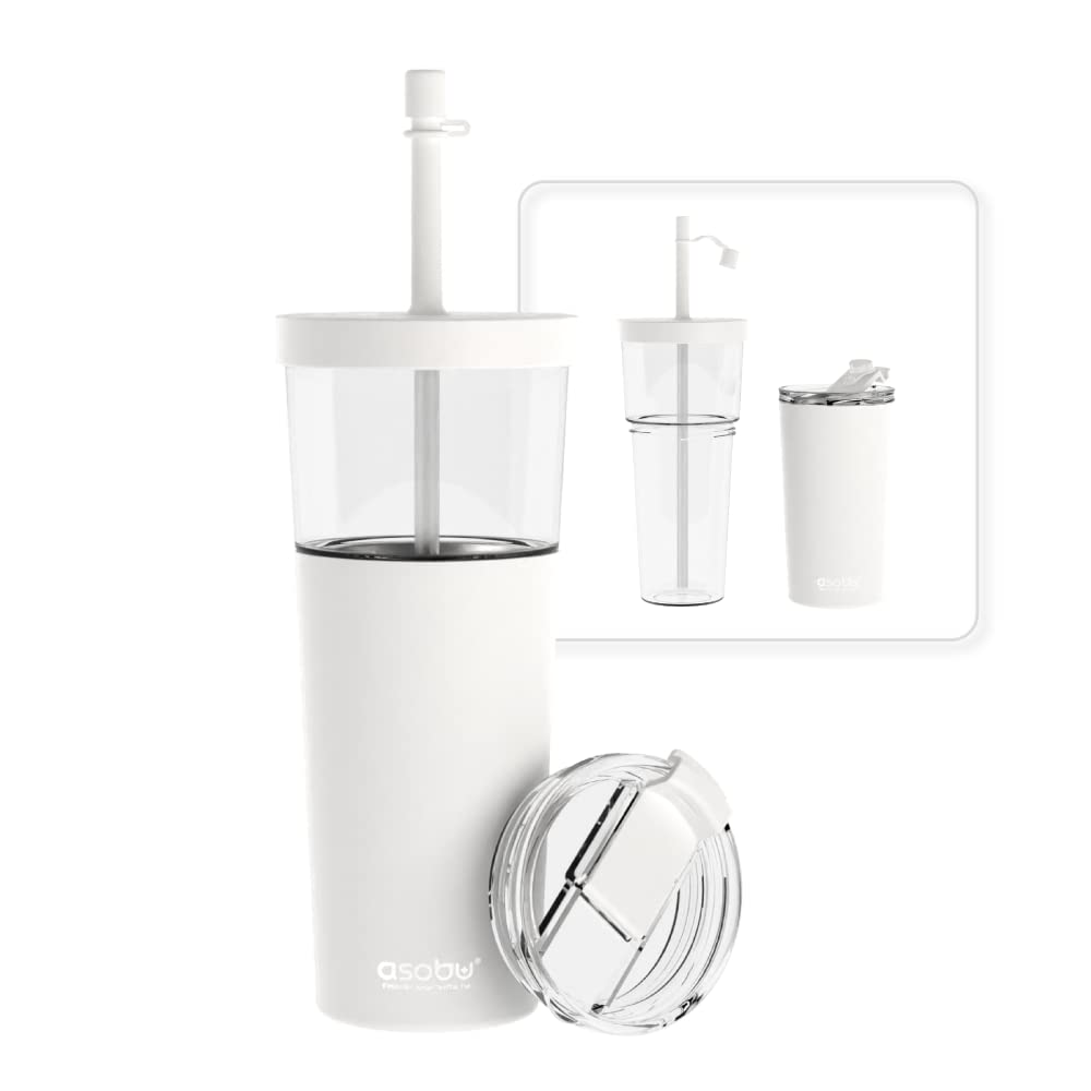 Foto 1 | Vaso Asobu Clearinsulation Flexi Straw Marina, 800 Ml, Blanco - Venta Internacional.