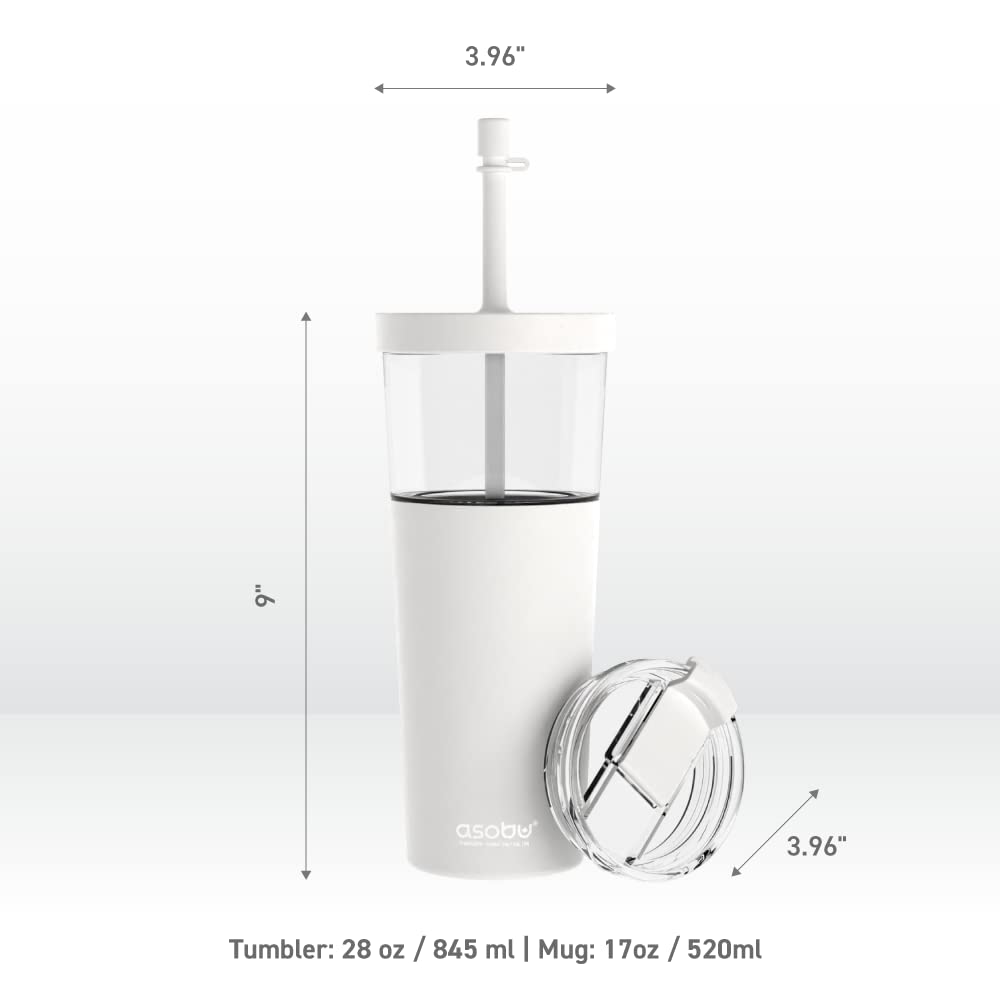 Foto 7 pulgar | Vaso Asobu Clearinsulation Flexi Straw Marina, 800 Ml, Blanco - Venta Internacional.