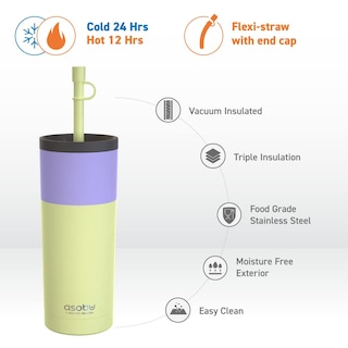 Foto 3 | Vaso Asobu Sippy De Acero Inoxidable De Doble Pared, 600 Ml, Amarillo - Venta Internacional.