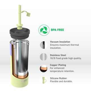 Foto 4 | Vaso Asobu Sippy De Acero Inoxidable De Doble Pared, 600 Ml, Amarillo - Venta Internacional.
