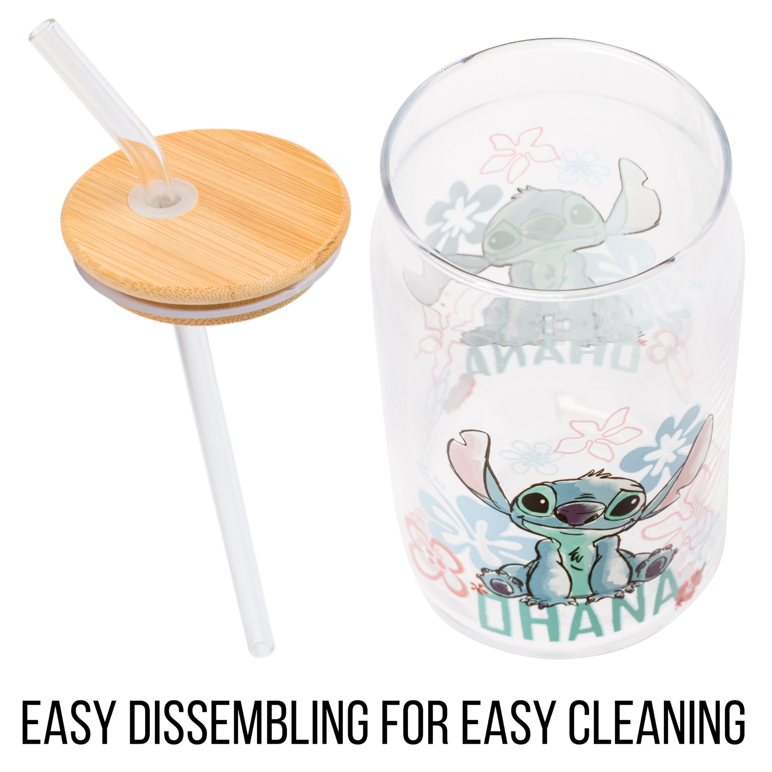 Foto 4 pulgar | Vaso En Tarro De Cristal Silver Buffalo Disney Lilo And Stitch, 480 Ml - Venta Internacional.