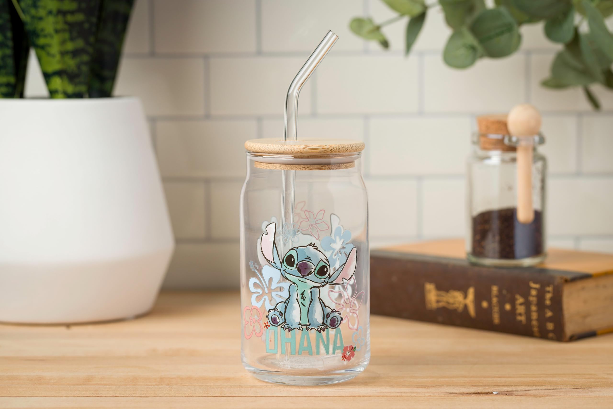 Foto 5 pulgar | Vaso En Tarro De Cristal Silver Buffalo Disney Lilo And Stitch, 480 Ml - Venta Internacional.