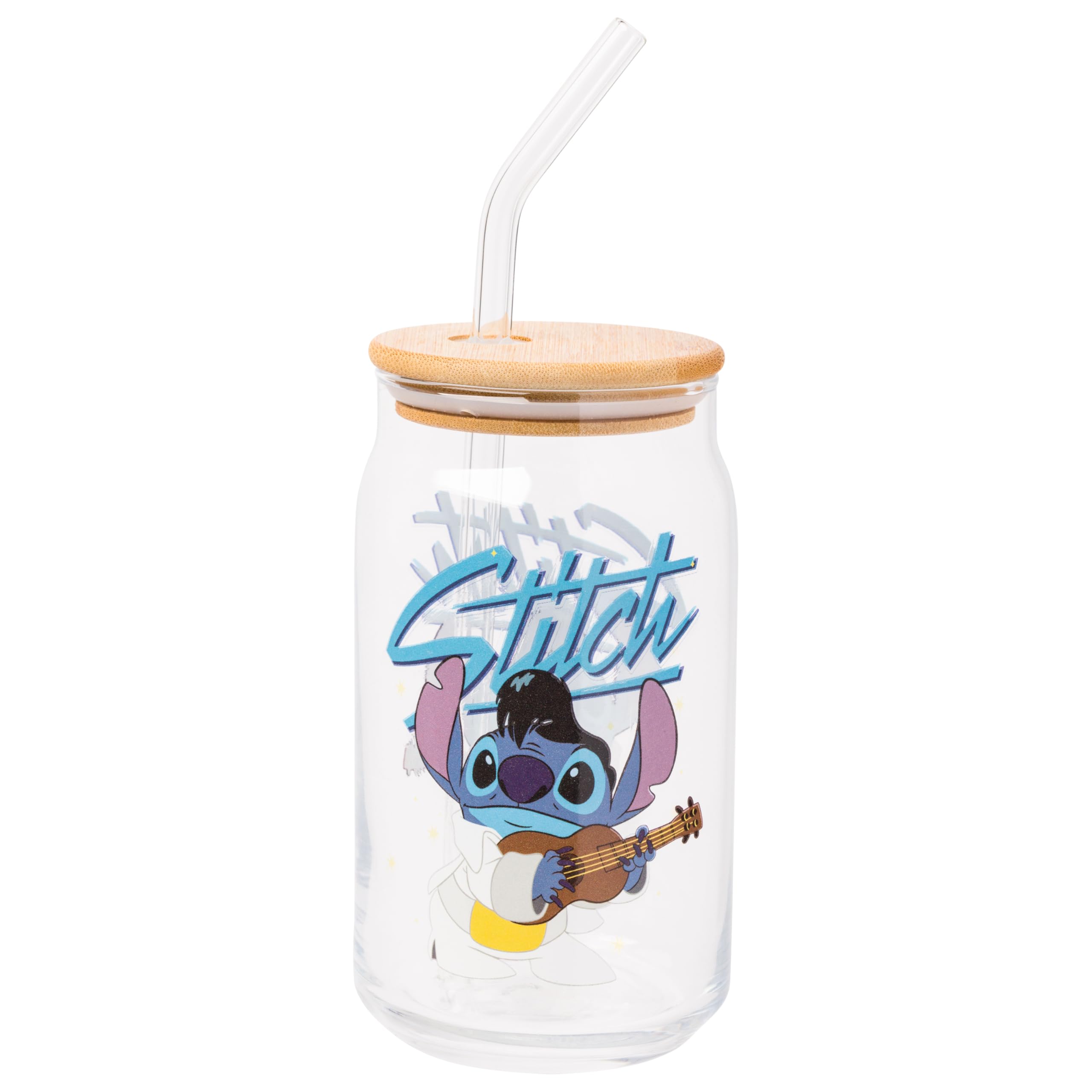 Foto 2 pulgar | Vaso Con Tarro De Cristal Plateado Buffalo Disney Lilo And Stitch, 480 M - Venta Internacional.