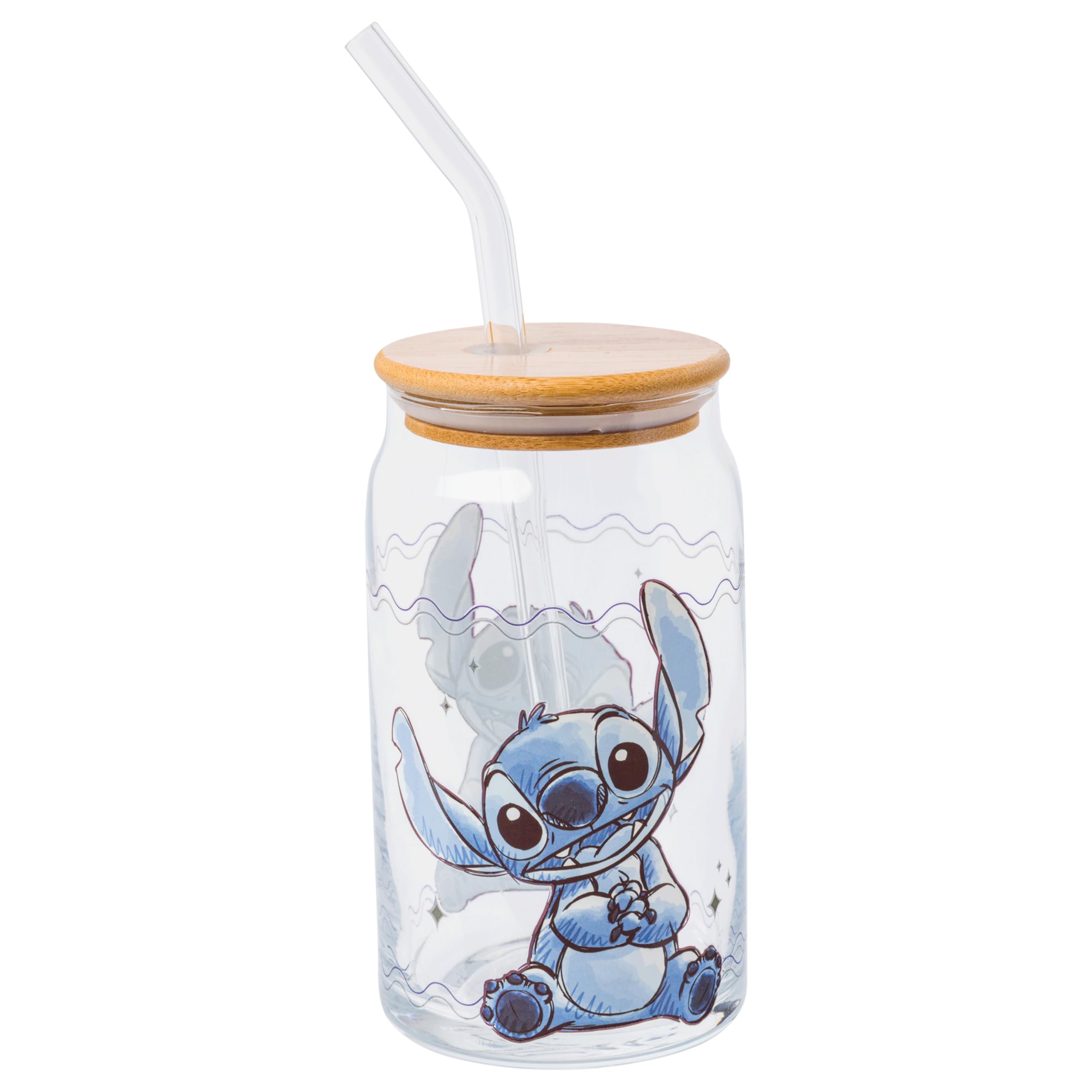 Foto 2 pulgar | Vaso En Tarro De Cristal Silver Buffalo Disney Lilo And Stitch, 480 Ml - Venta Internacional.