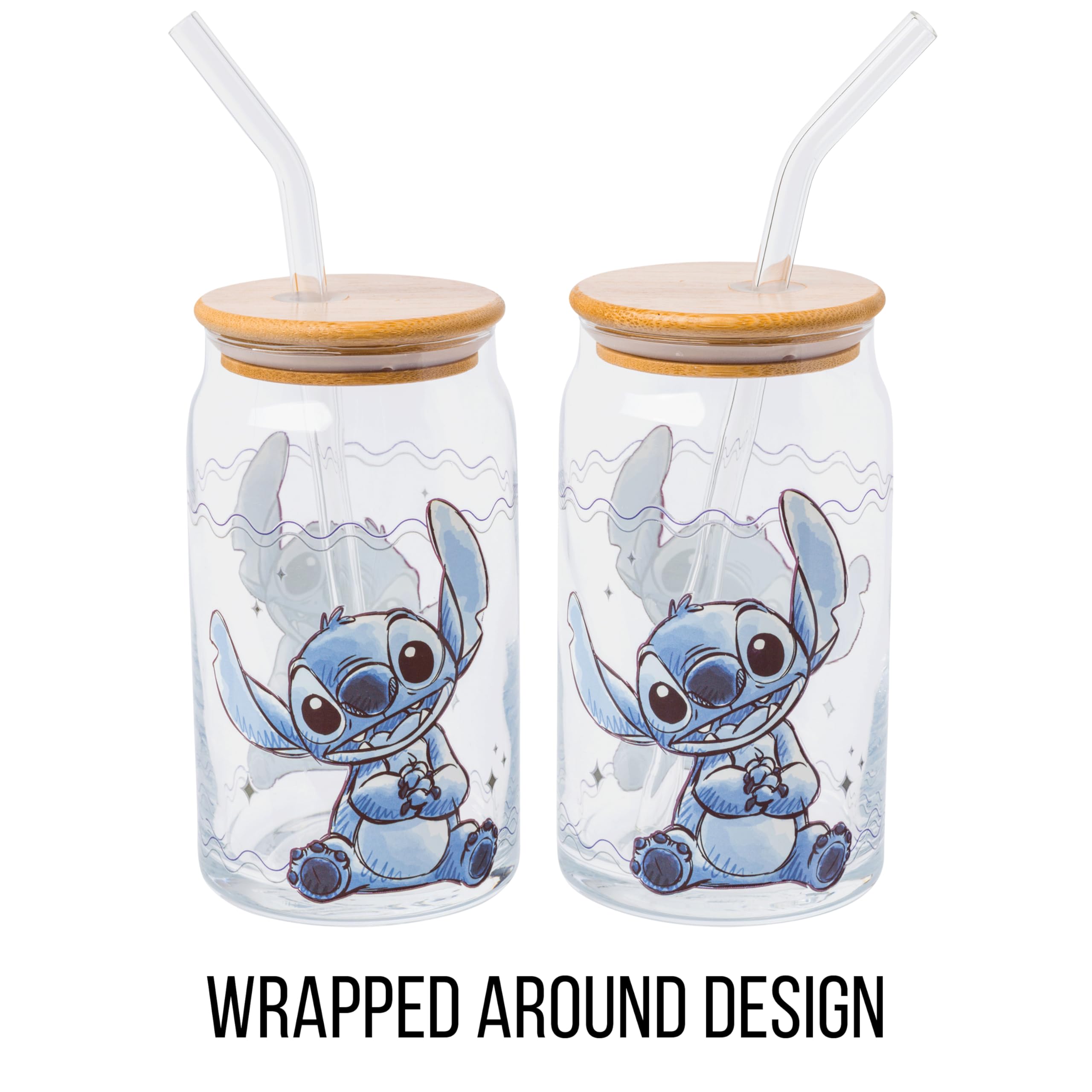 Foto 3 pulgar | Vaso En Tarro De Cristal Silver Buffalo Disney Lilo And Stitch, 480 Ml - Venta Internacional.