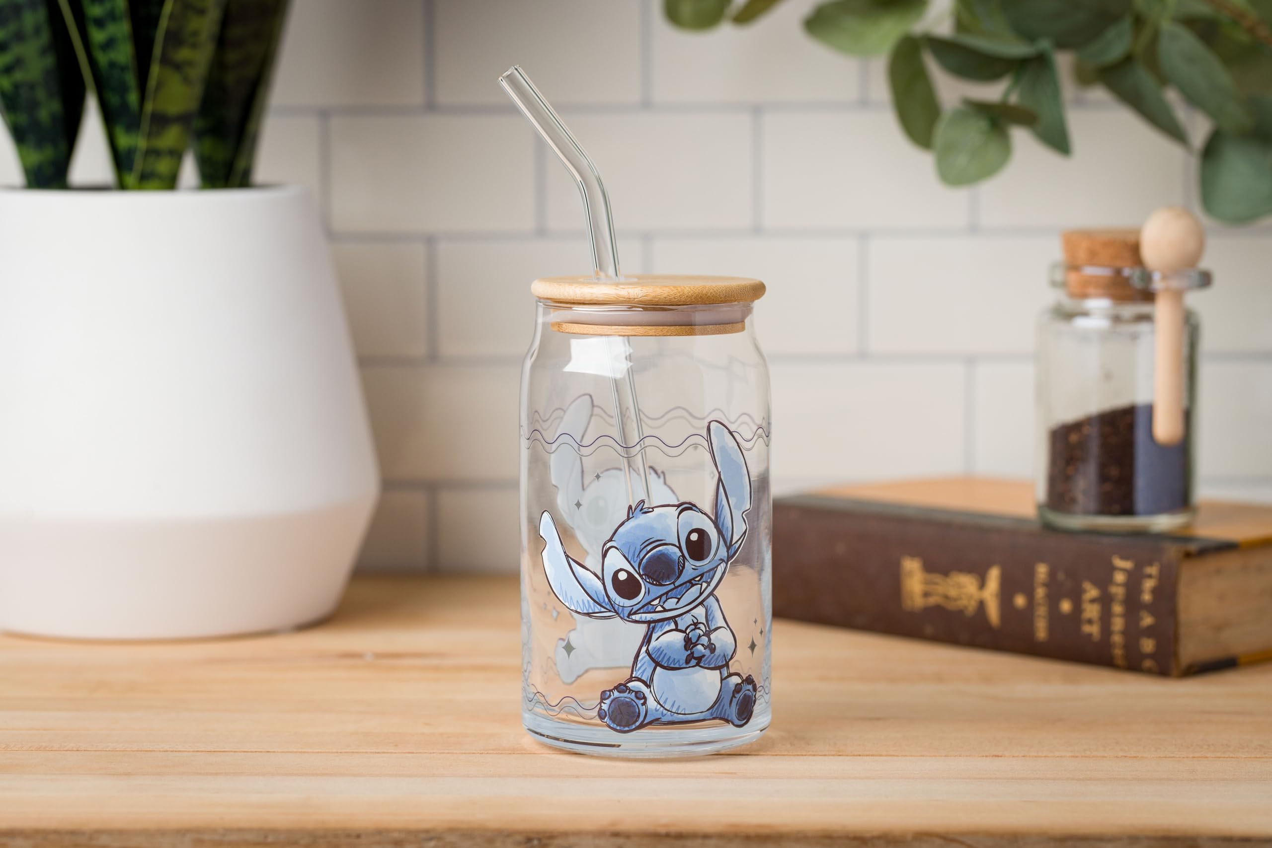 Foto 6 pulgar | Vaso En Tarro De Cristal Silver Buffalo Disney Lilo And Stitch, 480 Ml - Venta Internacional.