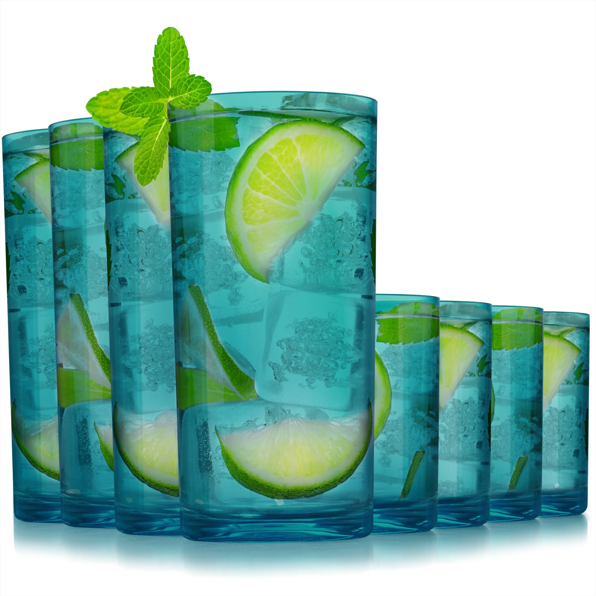 Vasos Acrílicos Zulay Kitchen 8 Piezas Azul Turquesa - Venta Internacional