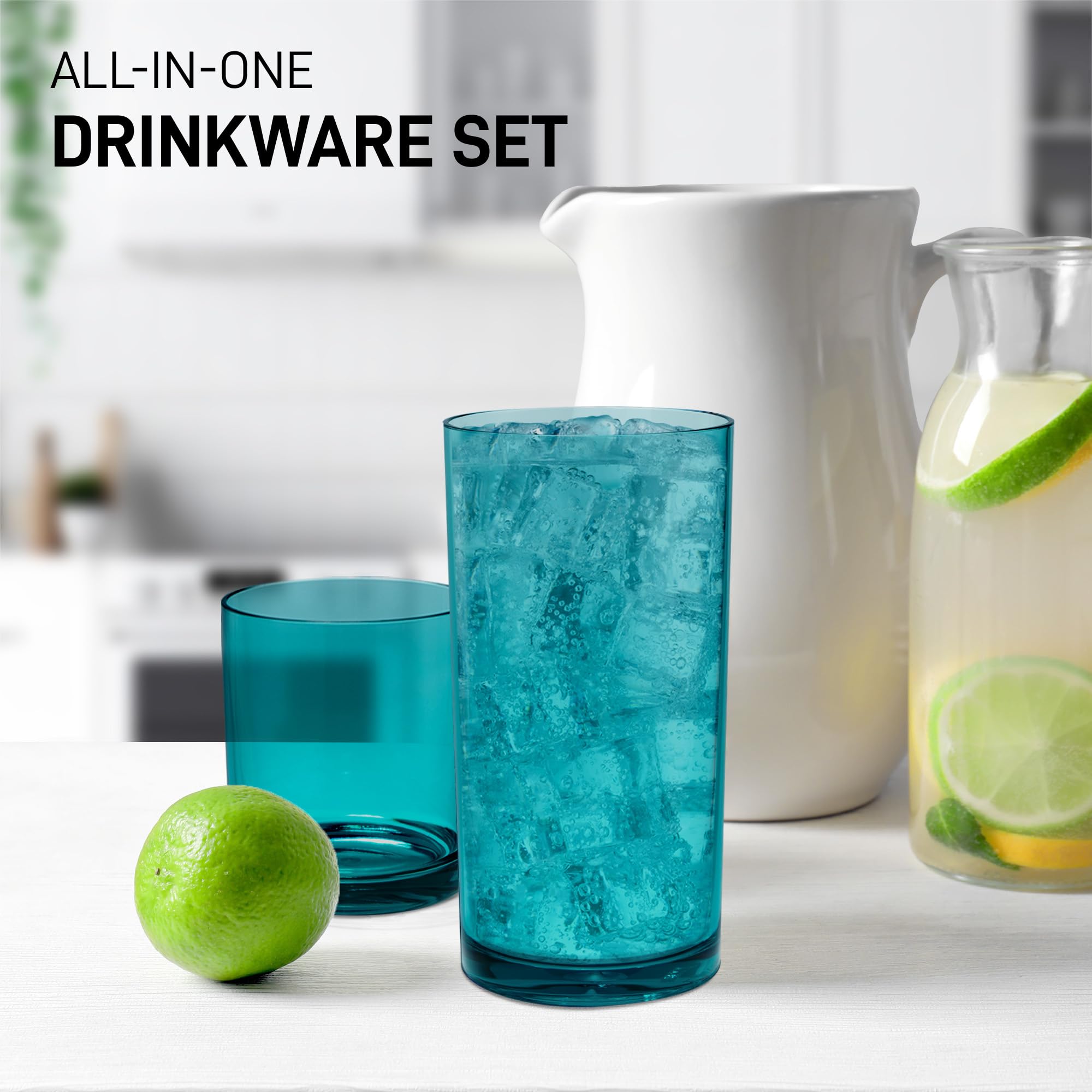 Foto 2 | Vasos Acrílicos Zulay Kitchen 8 Piezas Azul Turquesa - Venta Internacional