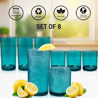 Foto 3 | Vasos Acrílicos Zulay Kitchen 8 Piezas Azul Turquesa - Venta Internacional