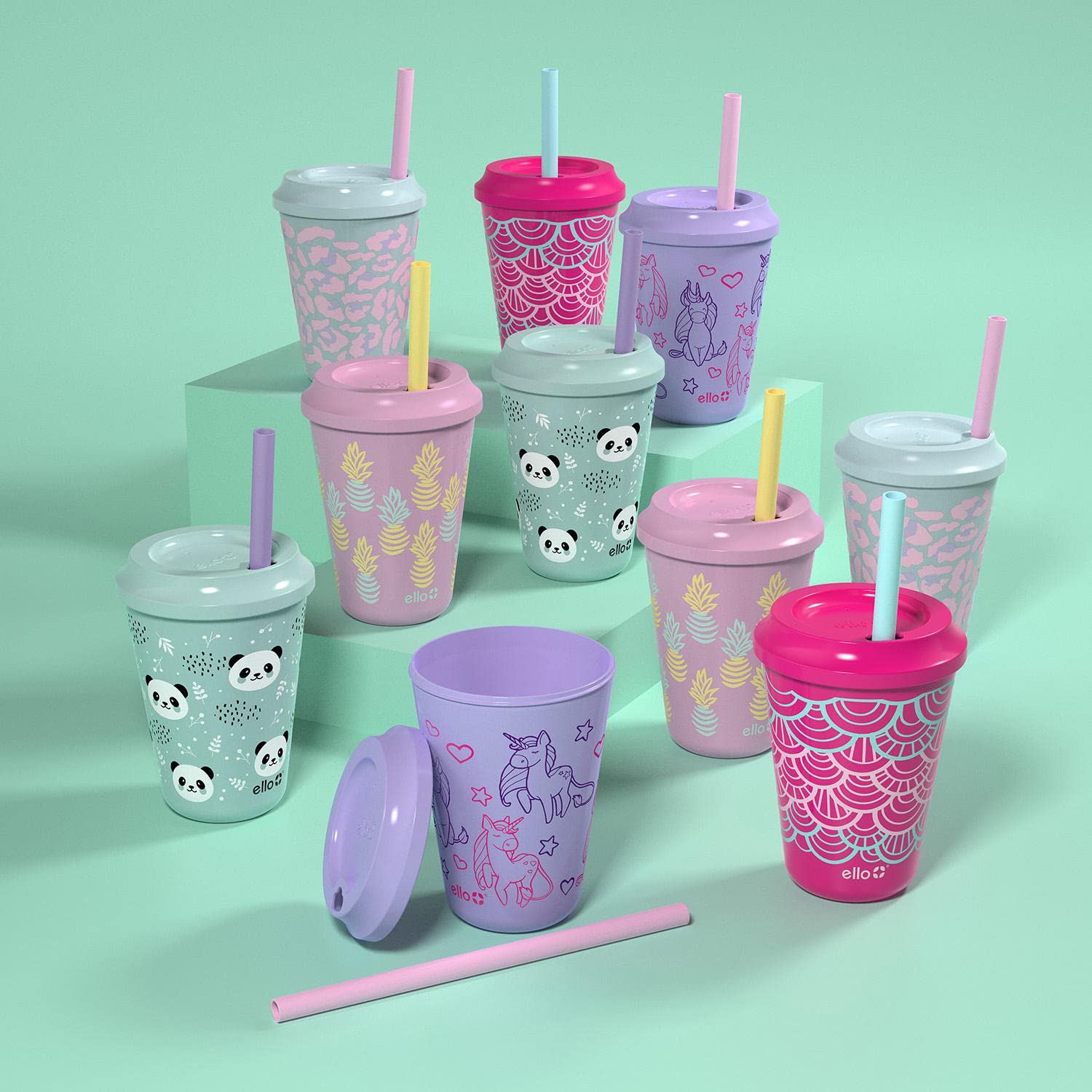 Foto 2 pulgar | Vasos Ello Kids De Plástico Reutilizables Que Cambian De Color, 350 Ml, Paquete De 10 - Venta Internacional.